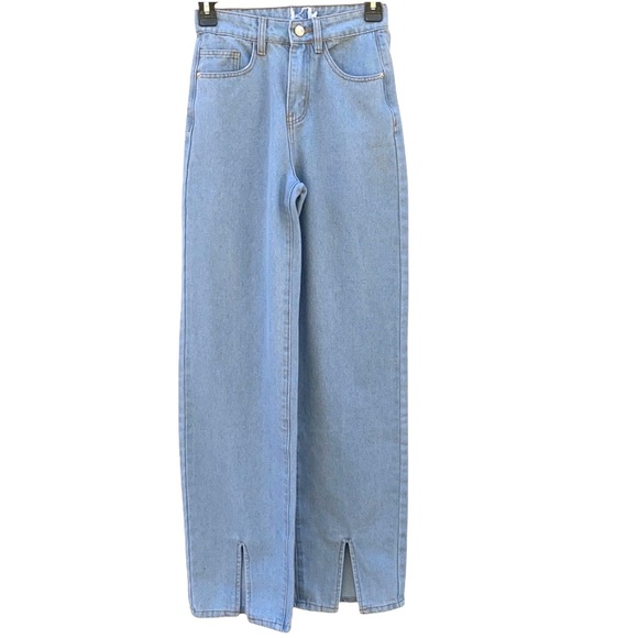 Princess Polly Womens Size 2 Rosalie light blue straight leg mid rise jeans - Picture 2 of 9